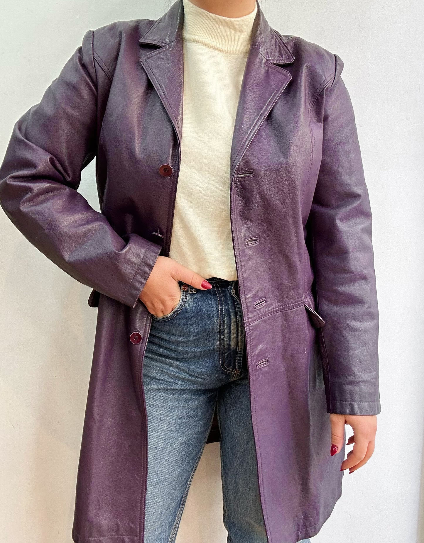 Purple leather jacket