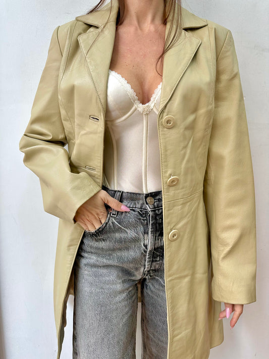 Beige leather coat