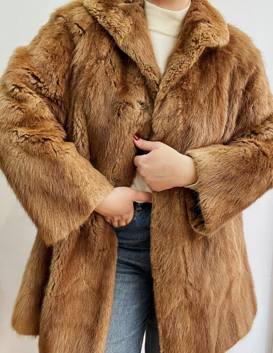 Beige / brown fur coat