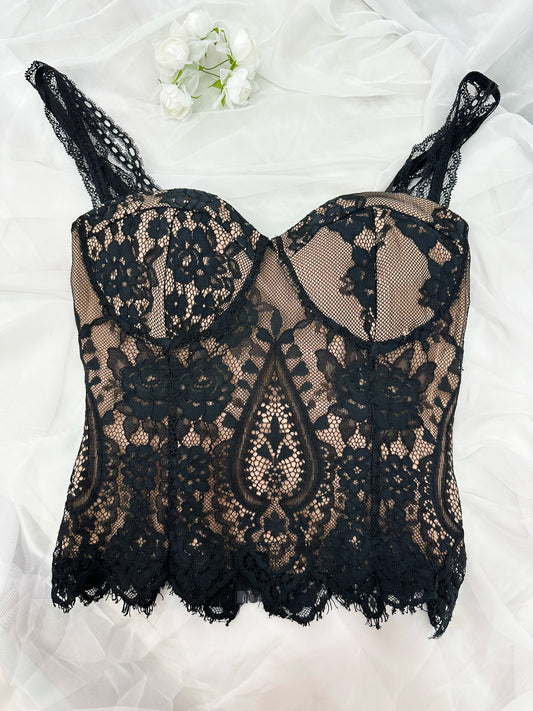 Black lace corset top