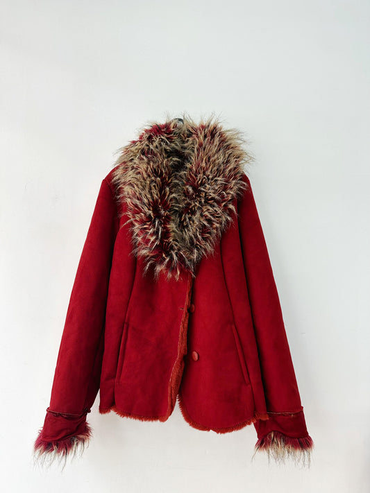 Red eco afghan coat