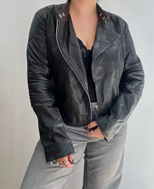 Leather biker jacket