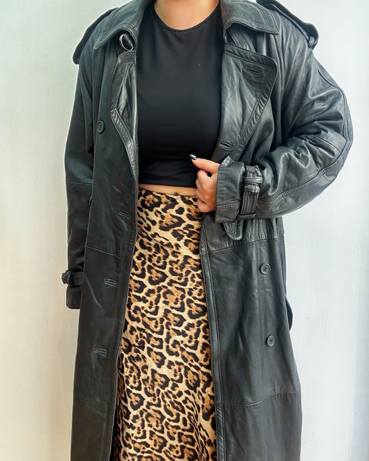 Maxi & Heavy belted leather coat