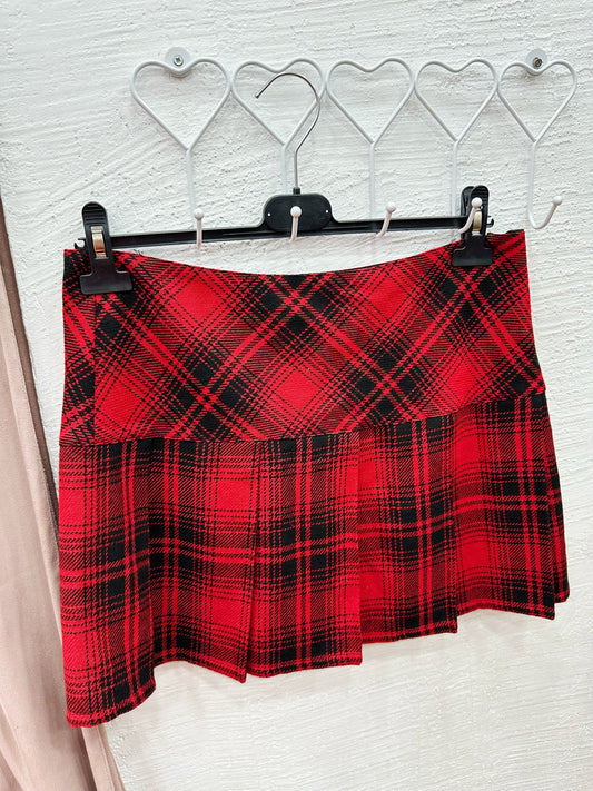 Mini low waist tartan pleated skirt