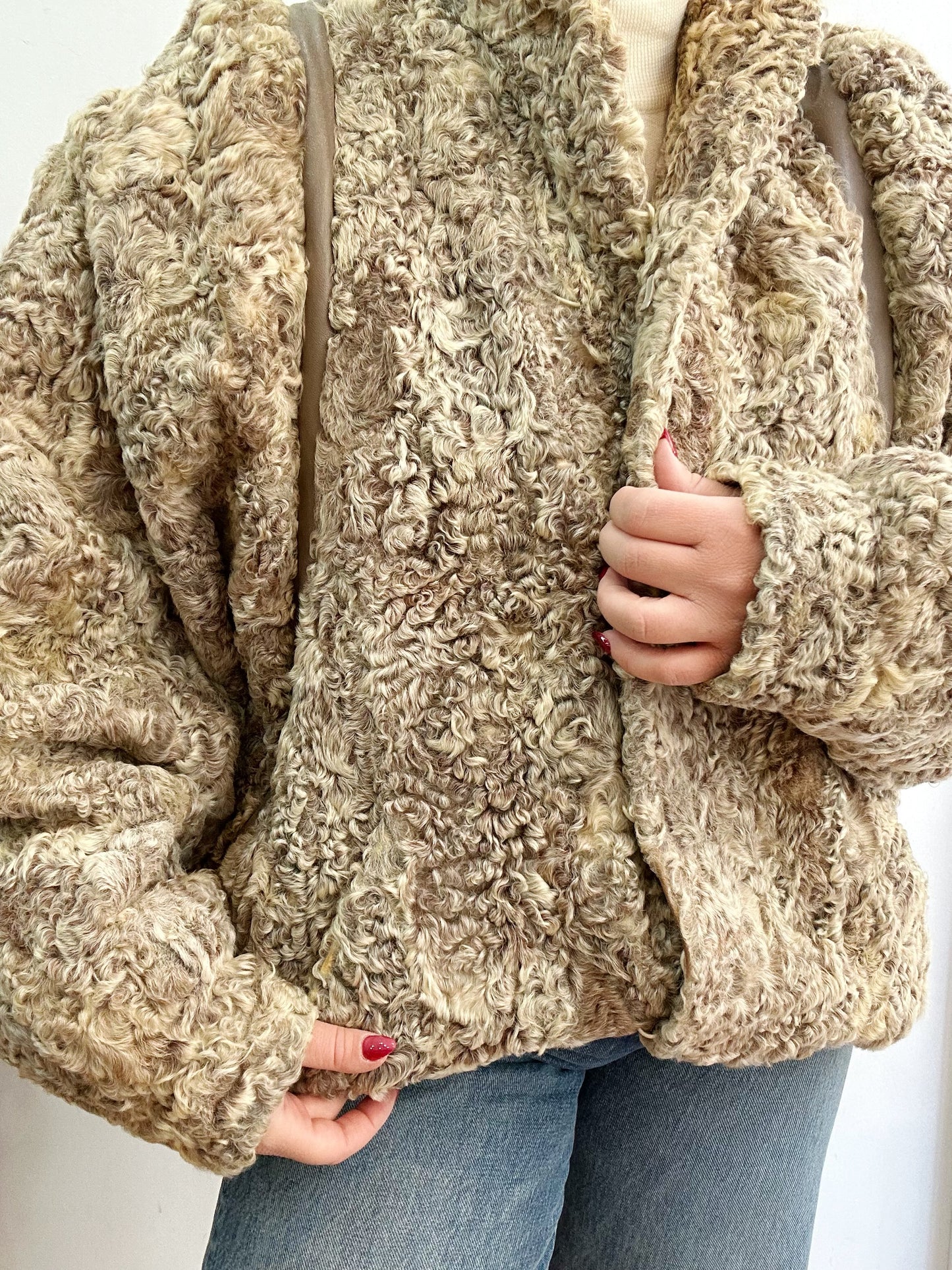 80s astrakhan fur jacket