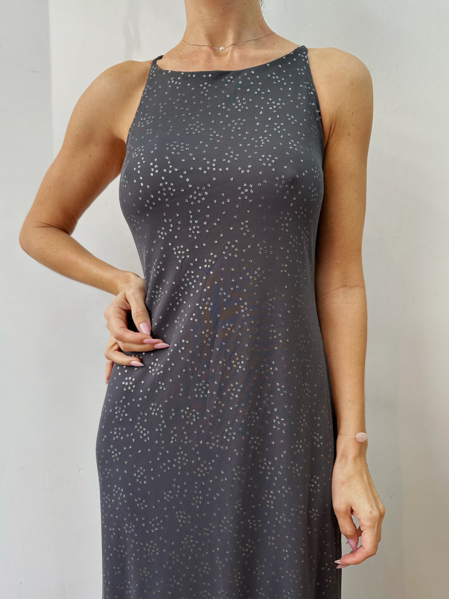 90s backless sparkly dress