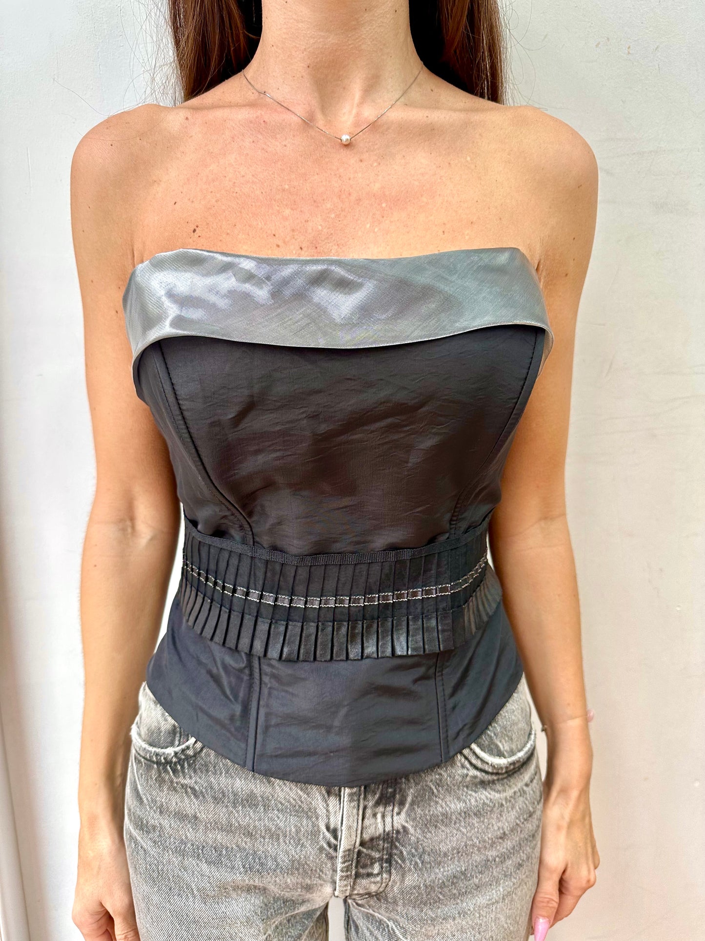 Black corset with metallic details