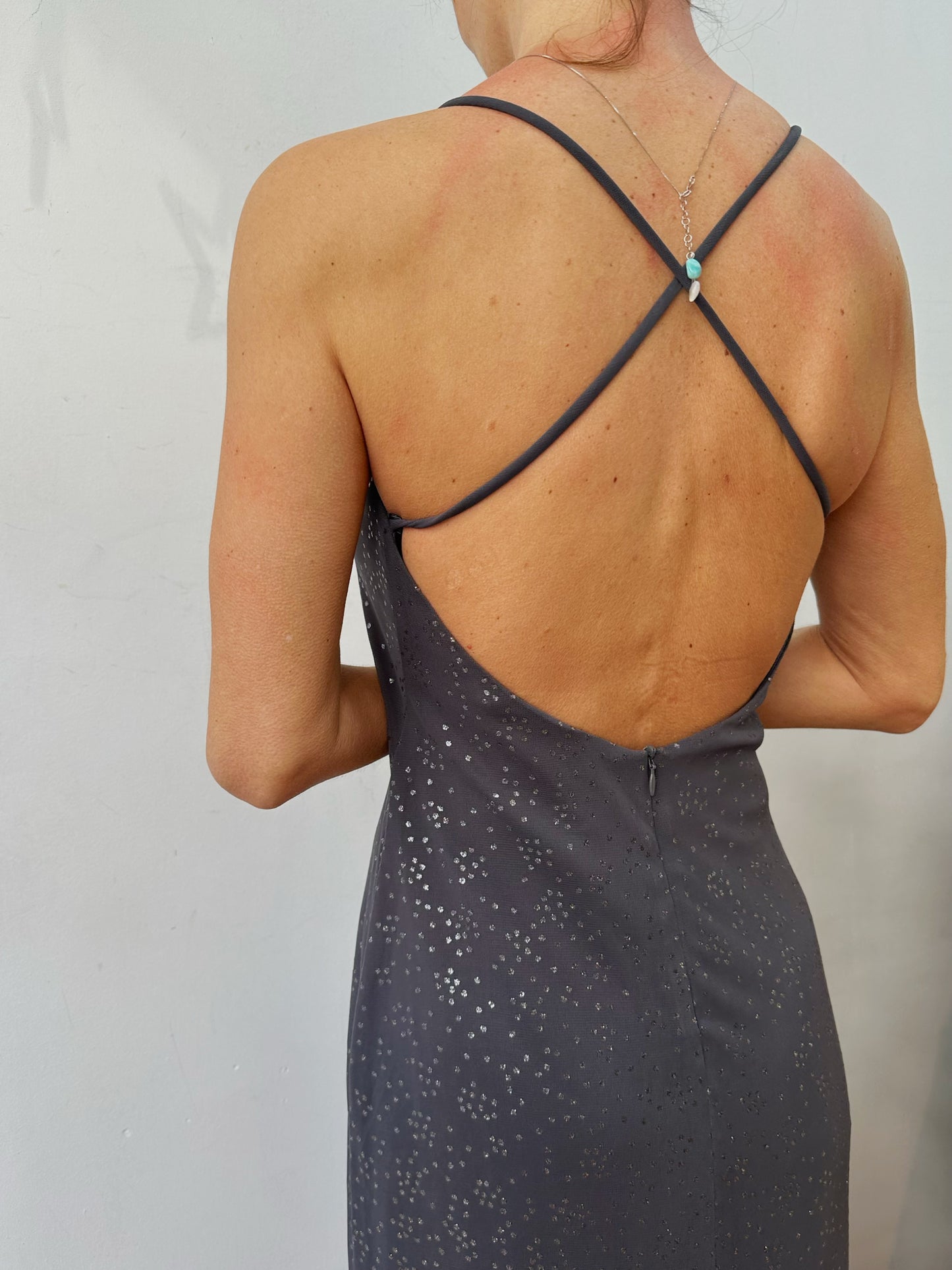 90s backless sparkly dress