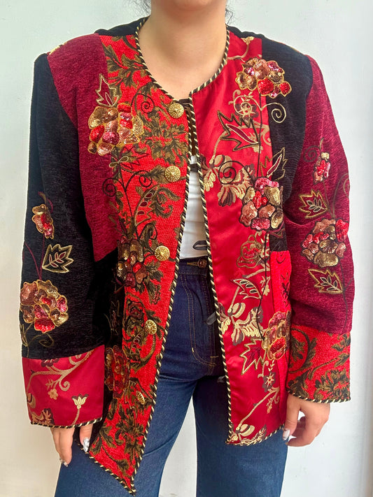 Winter patchwork & embellished blazer