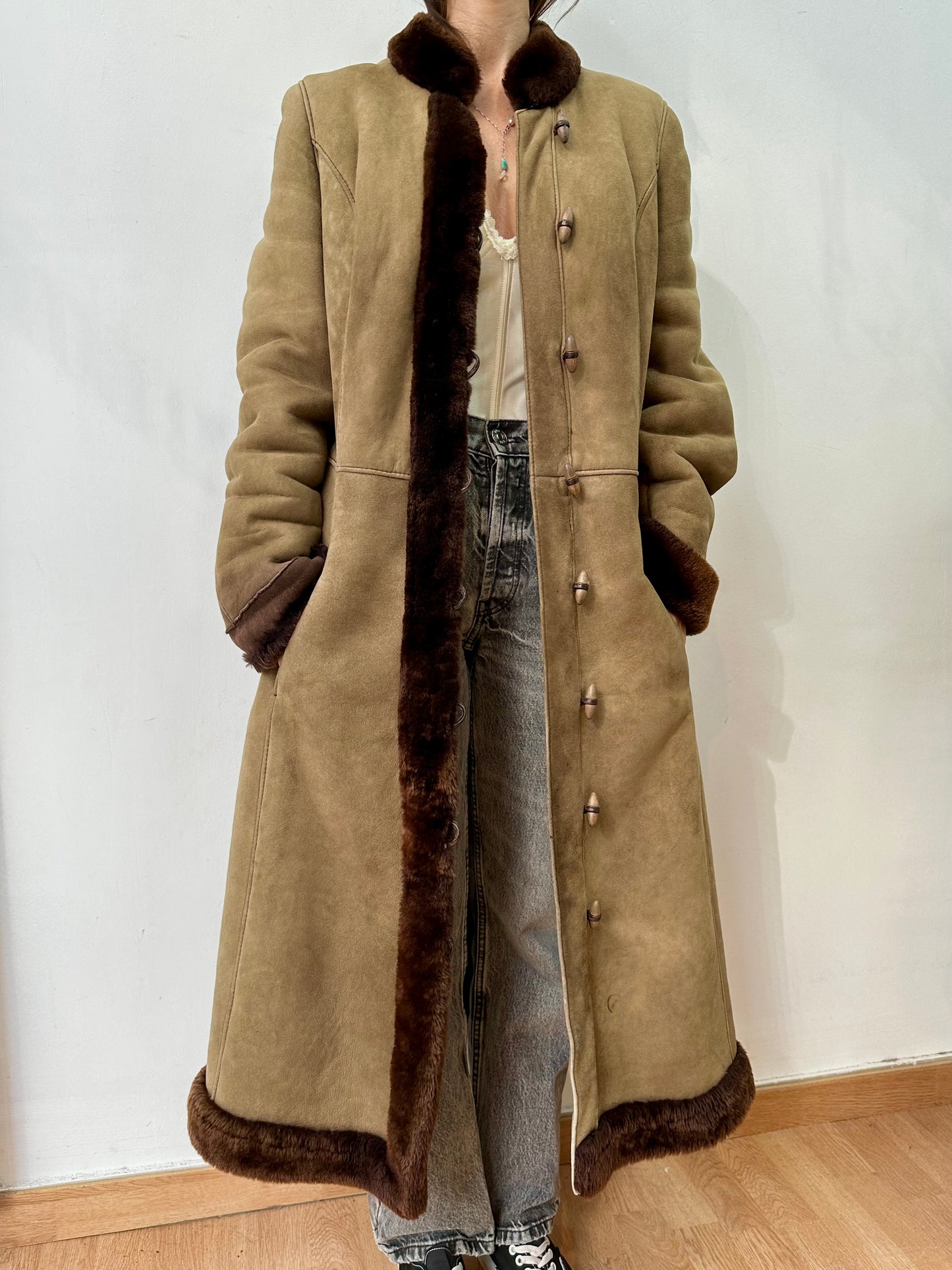 Maxi shearling coat