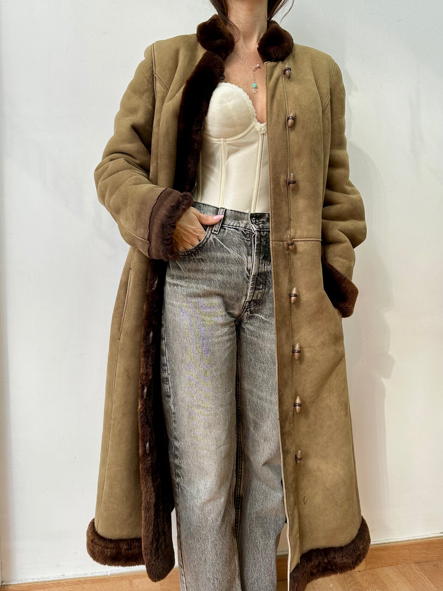 Maxi shearling coat