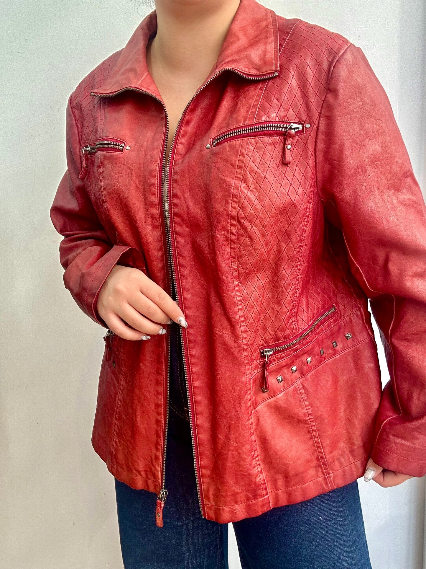 Red biker jacket