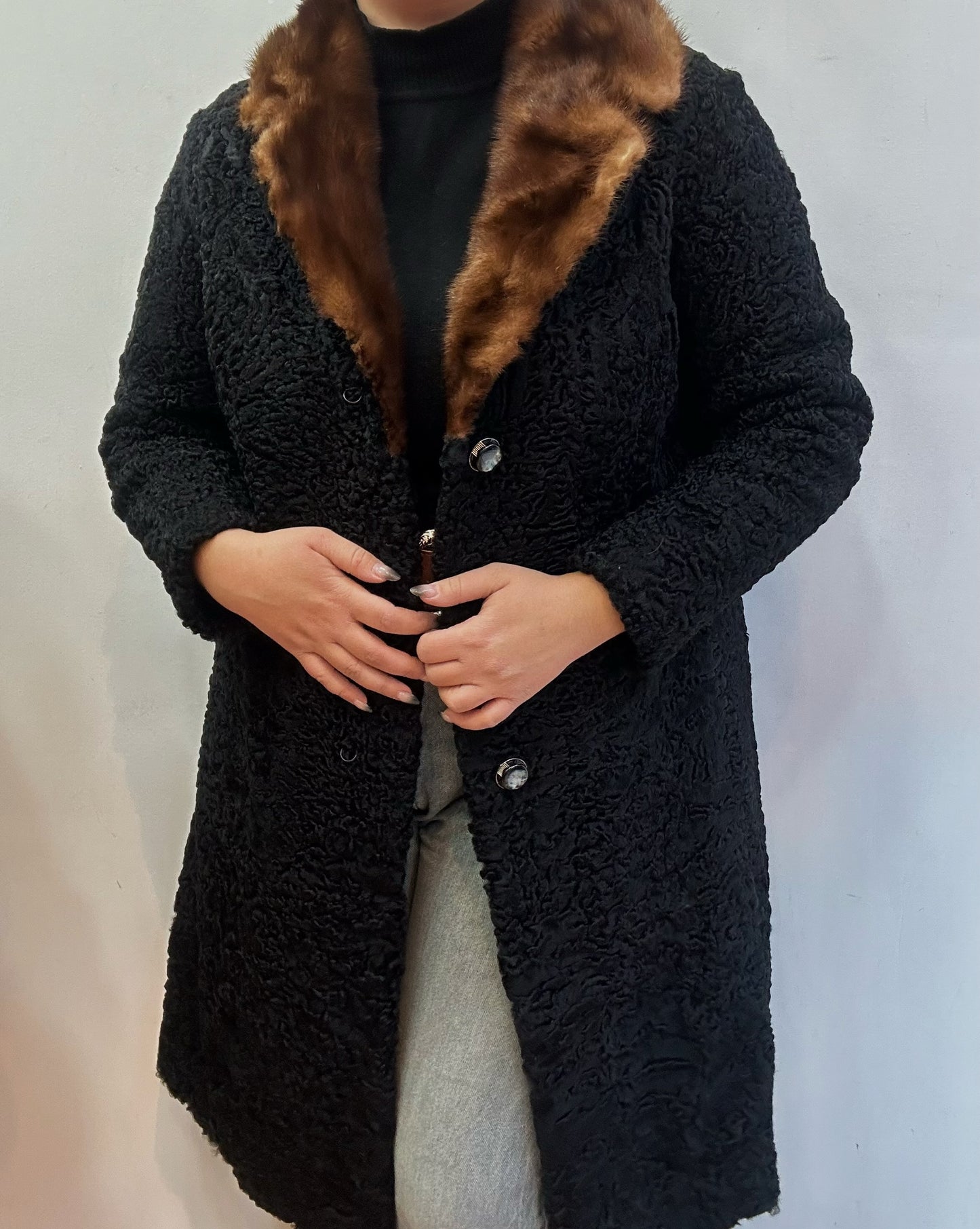 Astrakhan fur coat