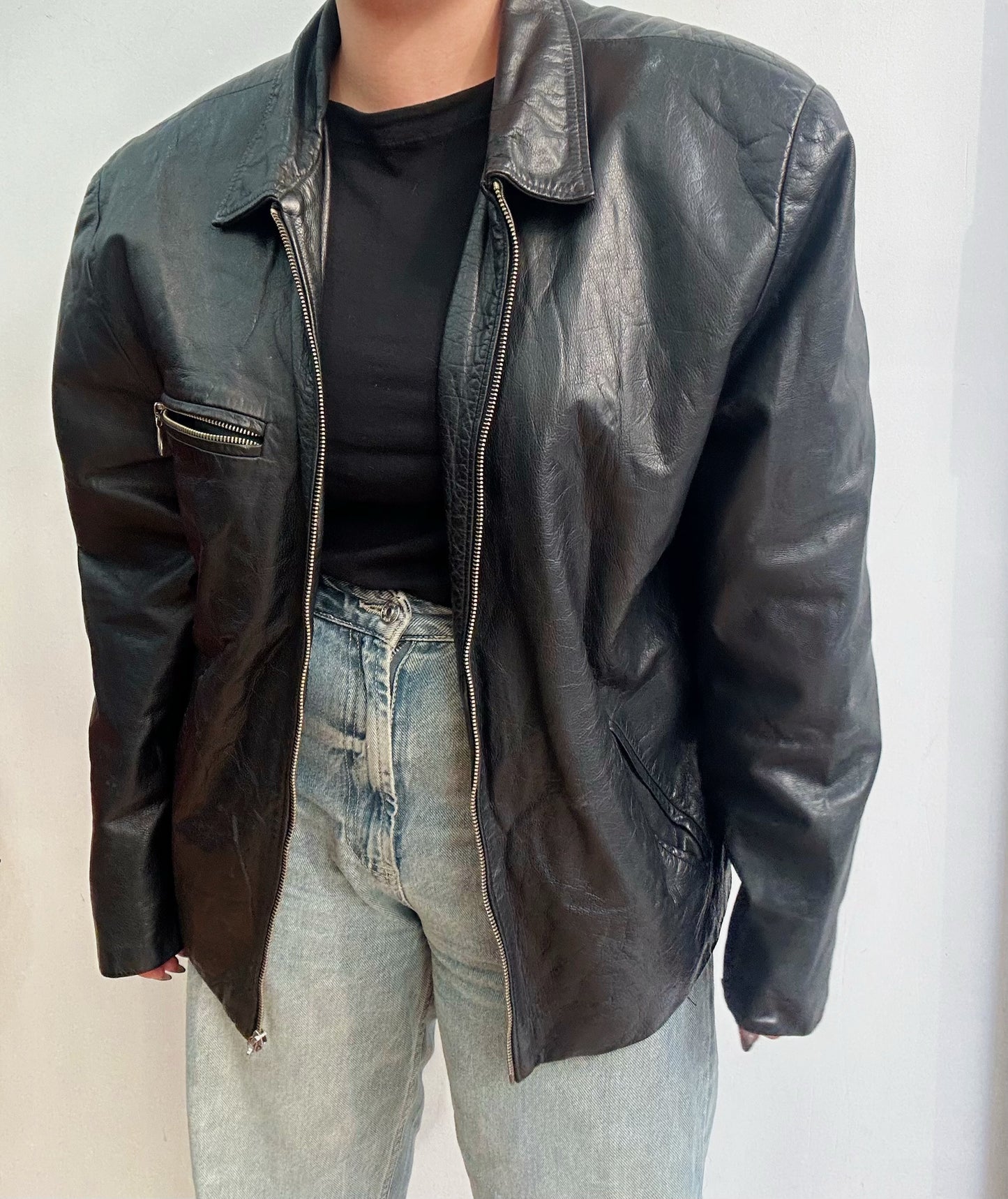 Oversized leather jacket