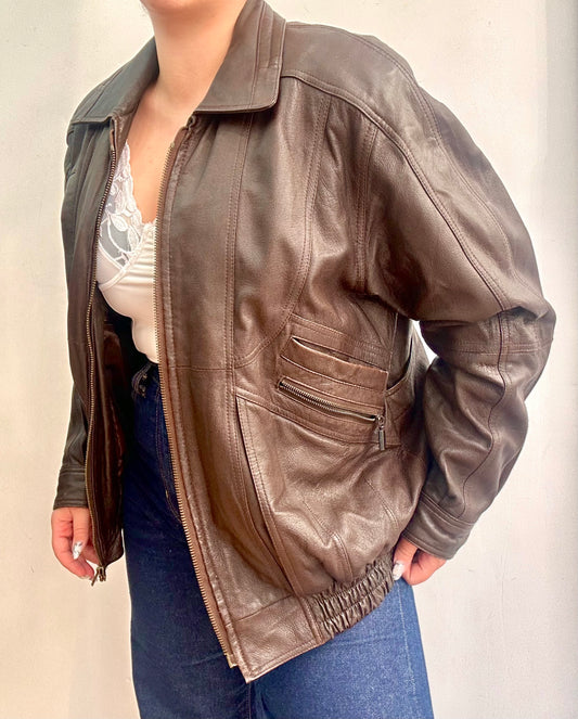 Leather bomber