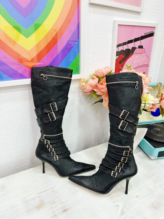 Black leather boots