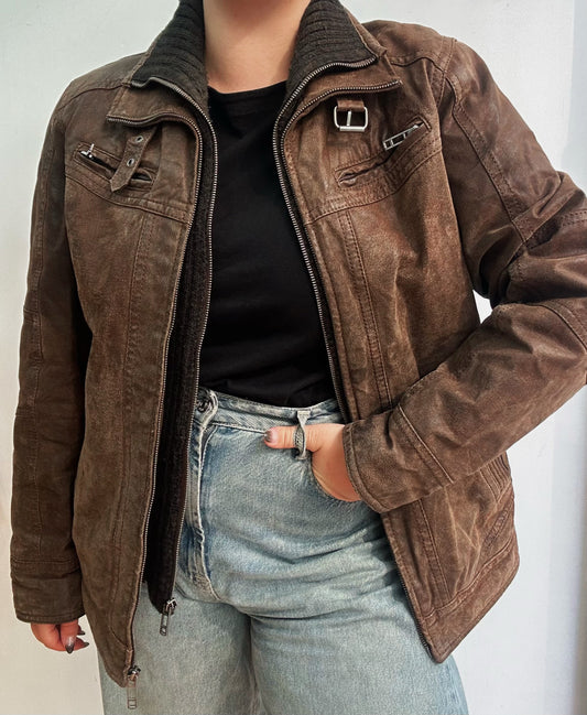 Suede biker jacket