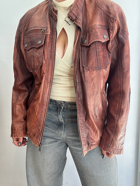 Vintage distressed leather jacket