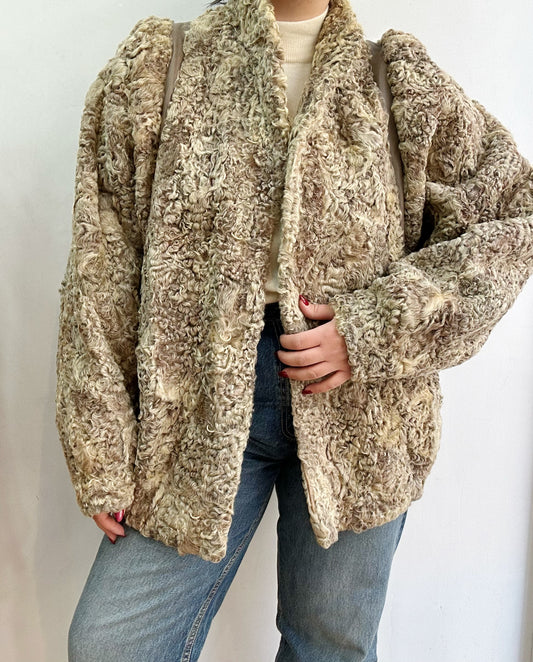 80s astrakhan fur jacket